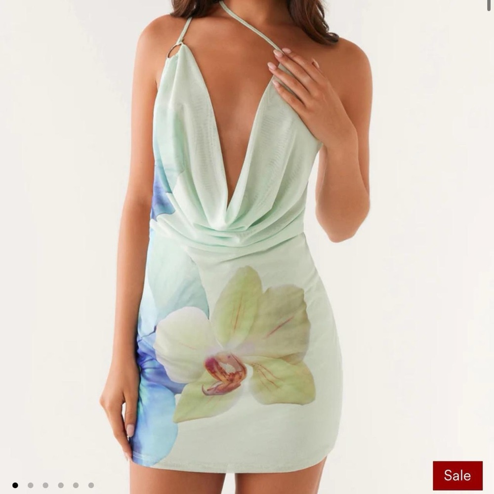 Like new Peppermayo bohemian bliss mesh mini dress green floral